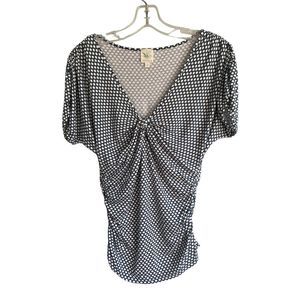 Anthrologie Weston Wear Teal fitted v-neck S/S Blouse Top Women's XS stretch